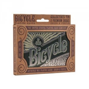 Bicycle Karty Zestaw upominkowy dwie talie retro w metalowej puszce