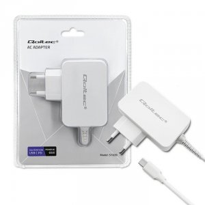Qoltec Zasilacz sieciowy 65W | 5-20.3V | 2-3.25A | USB typ C | PD |     Biały