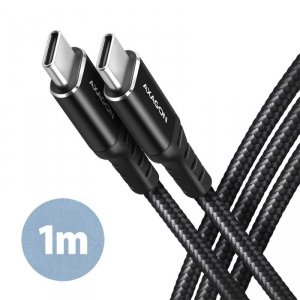 AXAGON Kabel BUCM-CM10AB USB-C  USB-C 2.0, 1m, PD 60W, 3A, ALU, oplot Czarny