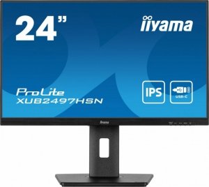 IIYAMA Monitor 24 cale XUB2497HSN-B2 IPS, USB-C Dock, HDMI, DP, 300cd, Pivot, HAS