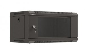 Lanberg Szafa instalacyjna rack wisząca 19 cali 4U 540x350 czarna drzwi   przeszklone ( flat pack)