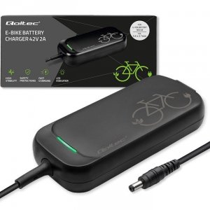 Qoltec Ładowarka do roweru skutera elektrycznego 36V | 42V | 2A | 5.5*2.1 | wodoodporna + kabel zasilający