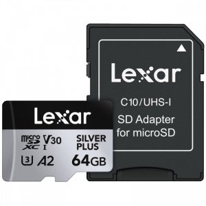 Lexar Karta pamięci microSD 64GB C10 A2 U3 V30 205/100MB/s Silver Plus