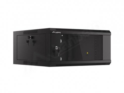 Szafa instalacyjna Rack wisząca 19 cali 4U 570x600 szybki montaż czarna Lanberg (flat pack)
