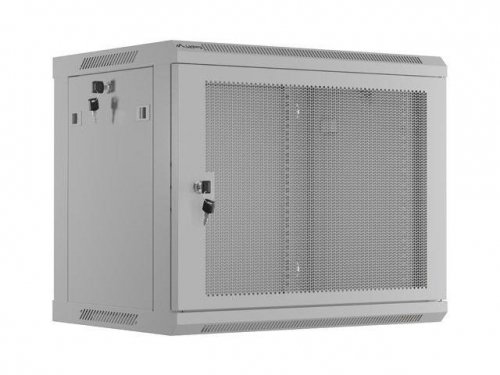 Szafa instalacyjna Lanberg rack wisząca 19 cali 9U 600x450 drzwi perforowane szara (flat pack)