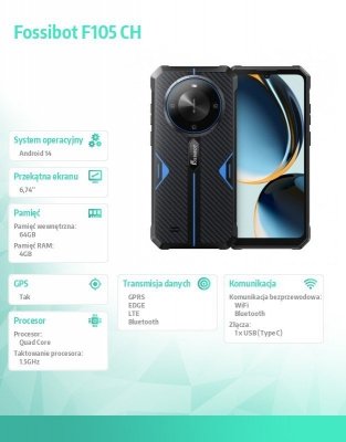 Fossibot Smartfon F105 blue CH