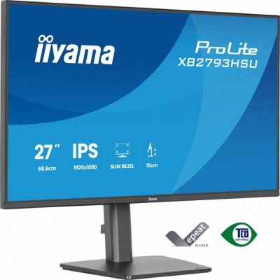 IIYAMA Monitor 27 cali XB2793HSU-B1 IPS, HDMI, DP, 2x2W, 2xUSB, 350cd, 1500:1, HAS 150/PIVOT