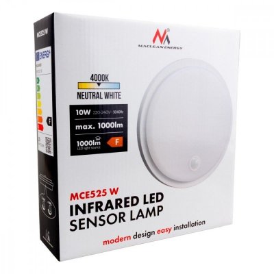 Maclean Lampa LED, IP65 czujnik PIR, MCE525 W 10W, 1000 lm, neutral white 4000 K