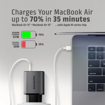 AXAGON Ładowarka sieciowa ACU-PQ67 PD&QC 67W 2-port GaN, USB-A + USB-C