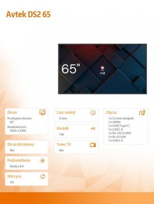 Avtek Monitor informacyjny DS2 65 cali