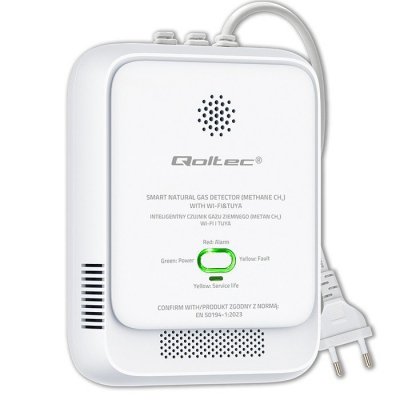 Qoltec Czujnik wycieku gazu ziemnego | detektor CH4 | NG | Tuya | Wi-Fi | alarm 85dB | LED