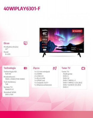 Allview Telewizor LED 40 cali 40WIPLAY6301-F