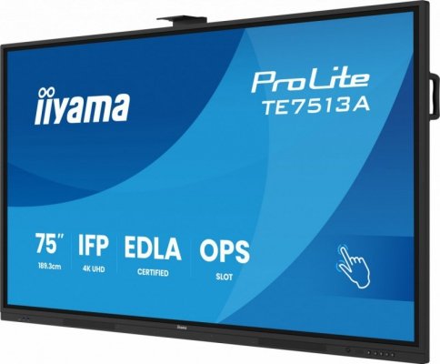 IIYAMA Monitor interaktywny 75 cali TE7513A-B2AG INFRARED,40pkt,IPS,4K,7H,500cd/m2,      WiFi,USB, ANDROID 14, Google EDLA,2x20W, UCHWYT ŚCIENNY