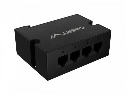 Lanberg Przełącznik Din-Fe4-At-30W 1xIn 3xOut 100MB PoE Extender Fast Ethernet Din Rail at 30W