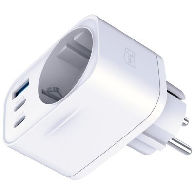 3MK Adapter sieciowy Hyper Charger 30W 1xUSB-A 2xUSB-C 1x Schuko PD  QC 3.0 białt