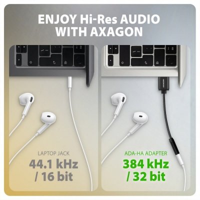 AXAGON ADA-HA Zewnętrzna karta dźwiękowa USB-A 32bit DAC, 384kHz, 3.5mm (F) złącze