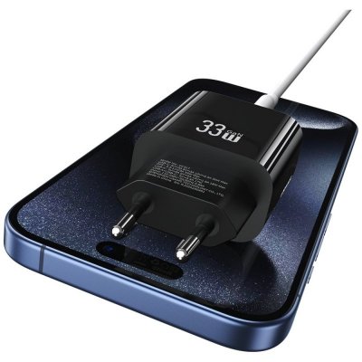 USAMS Ładowarka sieciowa T65 33W Fast Charging 1xUSB-C 1xUSB-A czarna