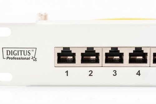Digitus Patch panel 19 cali 24 porty, kat.6, S/FTP, 1U, wspornik kablowy, szary (kompletny)