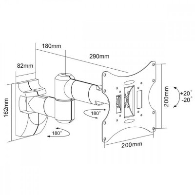 Maclean Uchwyt do telewizora  lub  monitora 23-42 cale 30 kg uniwersalny  MC-503A B czarny max vesa 200x200