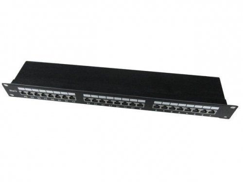 Gembird Patch Panel 24 Porty 1U 19&#039;&#039; Kat.6 ekran z funkcją organizacji   kabli czarny