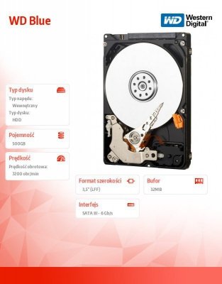 Western Digital HDD Blue 500GB 3,5&#039;&#039; 32MB SATAIII/7200rpm
