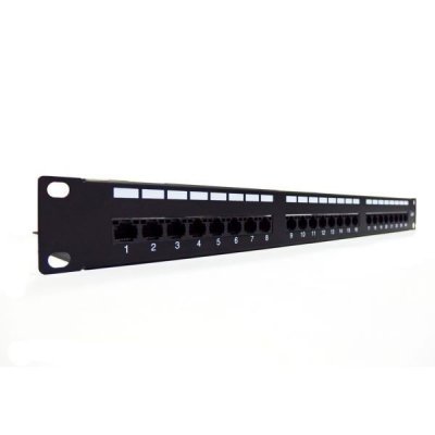 Digitus Patch panel 19 cali 24 porty, kat.6, U/UTP, 1U, wspornik kablowy, czarny (kompletny)