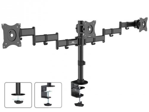 Maclean Uchwyt biurkowy na 3 monitory LCD podwójne ramiona MC-691 13 cale-27 cale 8kg