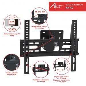 ART Uchwyt do LCD/LED 22-47 cali 30KG AR-49 regulowany wpionie i poziomie