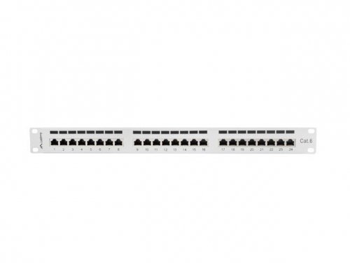 Lanberg Patch Panel 24 Port 1U Kat.6 szary ekranowany