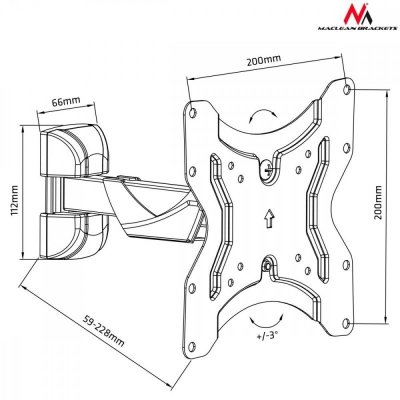Maclean Uchwyt do telewizora lub monitora 13-42 cale MC-741 25kg Czarny
