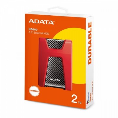 Adata DashDrive Durable HD650 2TB 2.5&#039;&#039; USB3.1 Czerwony