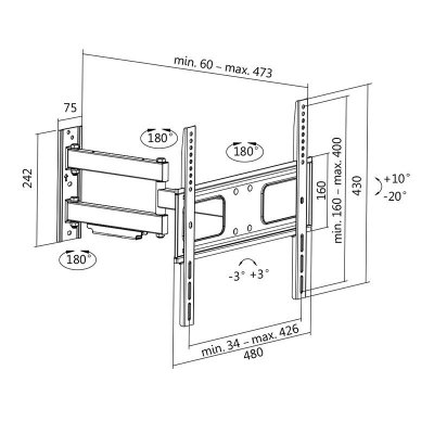 LogiLink Uchwyt ścienny LCD/LED VESA, 32-55&#039;, max. 50kg