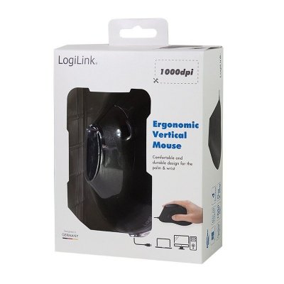 LogiLink Ergonomiczna mysz optyczna, pionowa, USB, czarna