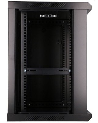 Extralink Szafka wisząca rack 12U 600x600 czarna szklane drzwi