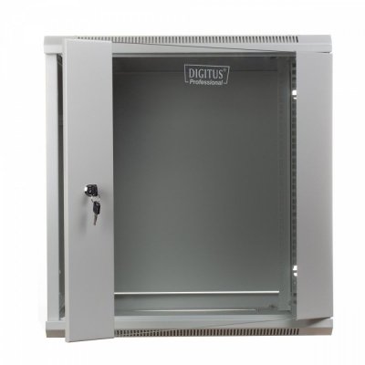 Digitus Szafa wisząca jednosekcyjna 19 cali 12U 635/600/600mm, drzwi szklane, szara (RAL 7035)