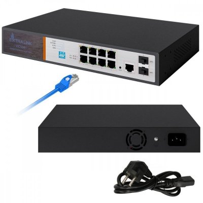 Extralink Switch zarządzalny Victor EX-2500G-10MPS 8X 10/100/1000M TX Z POE AT/AF