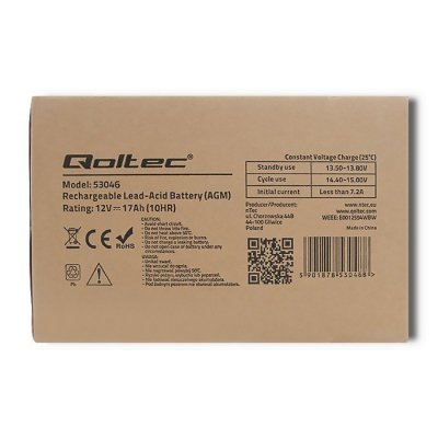 Qoltec Akumulator AGM 12V | 17Ah | max. 255A