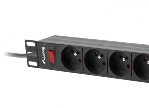 Lanberg Listwa zasilająca rack PDU 19 cali  1U 16A 9X 230V PL 3m czarny