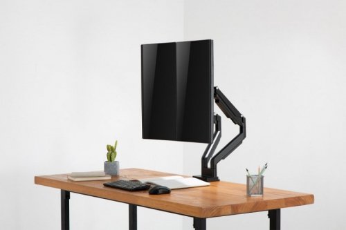 Digitus Ramię biurkowe podwójne z zaciskiem regulowane 2xLCD max. 32 cale max. 2x 9kg uchylno-obrotowe czarny