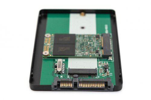 Digitus Adapter na dysk SATA/HDD 2,5 cali M.2 /mSATA SATA 3,6 Gbit/s, zapis do 520 MB/s Aluminiowa