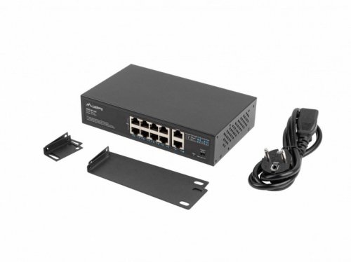 Lanberg Swich 8X100MB  POE+/2X 1GB rack RSFE-8P-2GE-120