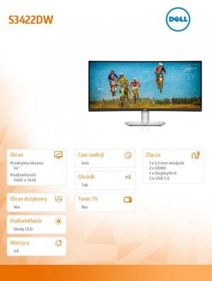 Dell Monitor S3422DW 34 VA LED 21:9 3440x1440/HDMI/DP/3Y