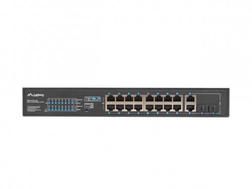 Lanberg Przełącznik Switch 16X100MB POE+/2XCombo niezarządzalny rack 19 cali Gigabit Ethernet 150W