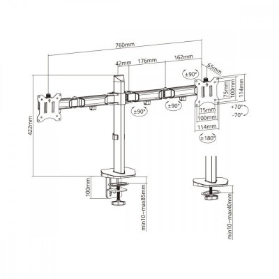 Maclean Uchwyt przegubowy na dwa monitory deluxe Ergo Office ER-449