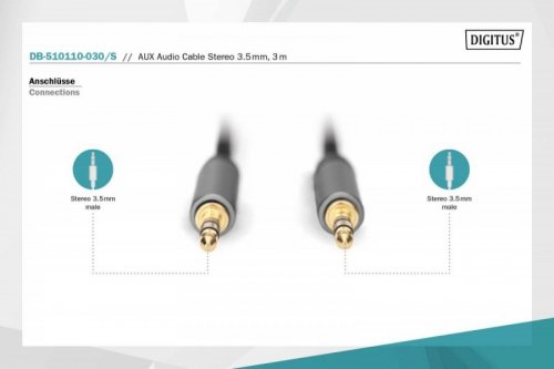 Digitus Kabel połączeniowy audio MiniJack Stereo Typ 3.5mm/3.5mm M/M nylon 3m