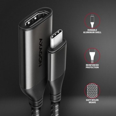 AXAGON Adapter RVC-HI2M  USB-C -&gt; HDMI 2.0 4K/60Hz Aluminum, 25cm kabel