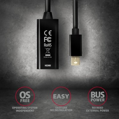 AXAGON Adapter aktywny RVDM-HI14N Mini DP &gt; HDMI 1.4, 4K/30Hz