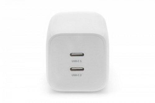 Digitus Ładowarka sieciowa, zasilacz GaN 2x USB-C PD 3.0 max. 65W, Biała