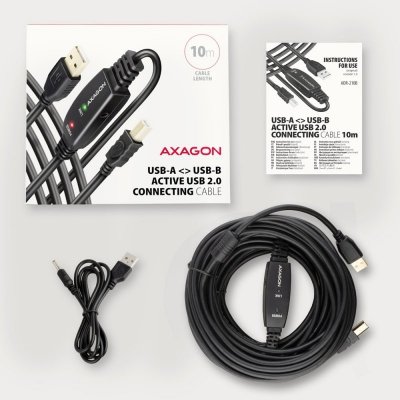 AXAGON ADR-210B USB 2.0 A-M -&gt; B-M Aktywny kabel połączeniowy/wzmacniacz 10m