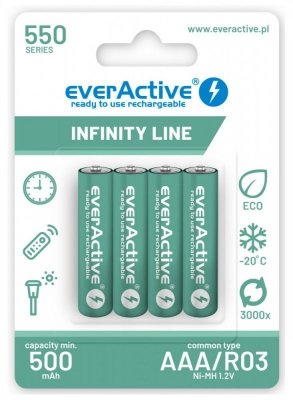 everActive Akumulatory R03/AAA 550 mAH blister 4 szt. Infinity Line technologia ready to use